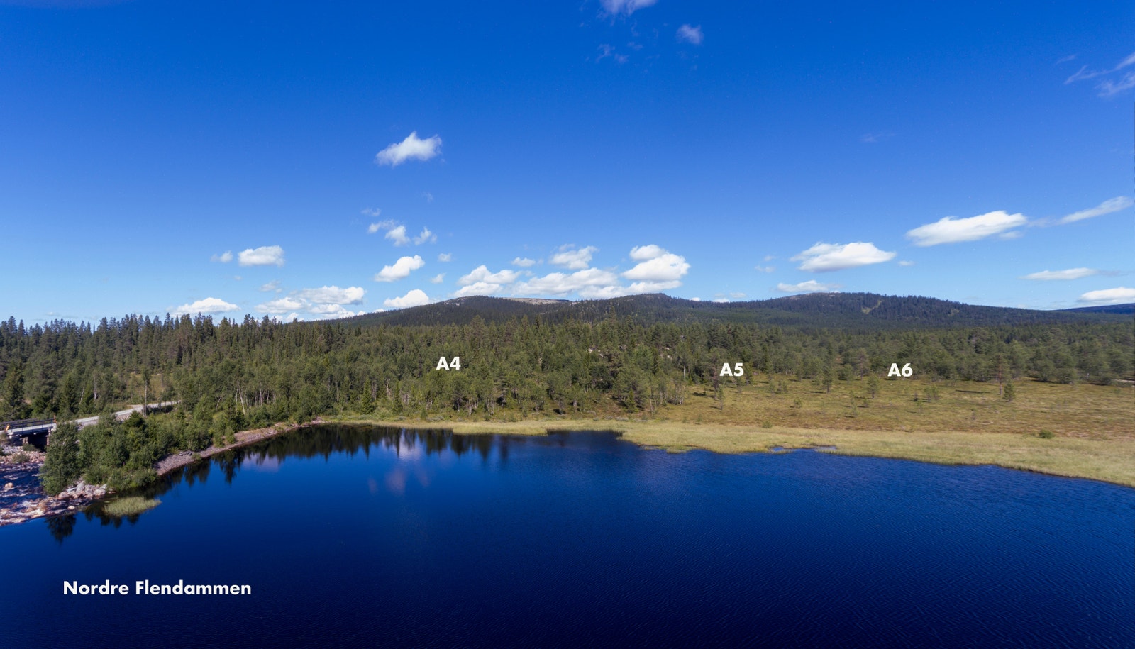Her ser vi mot tre av ti tomter i Nordre Flendammen hyttefelt Galleribilde