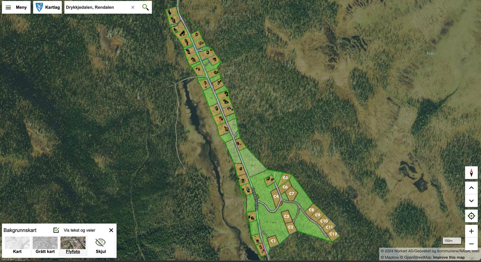 I sør-øst enden av Drykkjedalen hyttefelt presenteres nå 12 nye tomter for salg Galleribilde