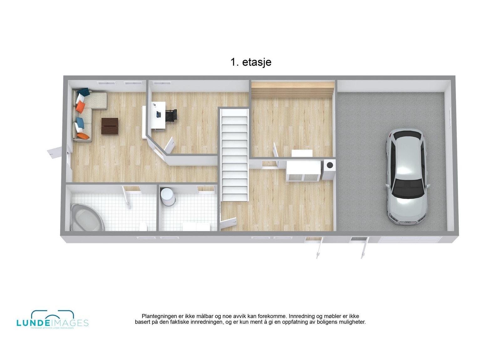 Plantegning 1. etasje 3D - ikke målbar Galleribilde