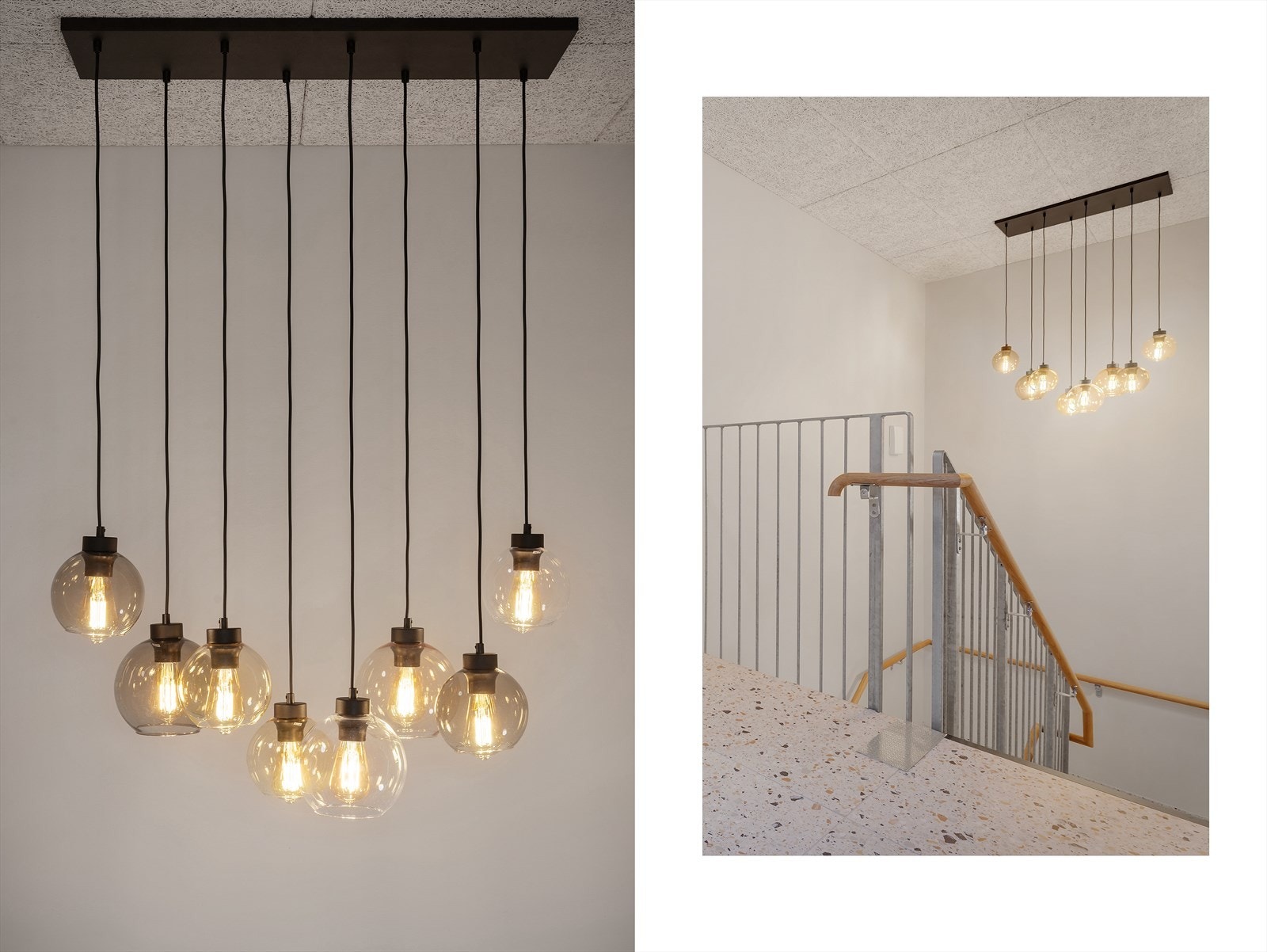 Felles trapperom har 60x60 fliser på gulv, håndløper i eik utførelse og flott belysning. Galleribilde