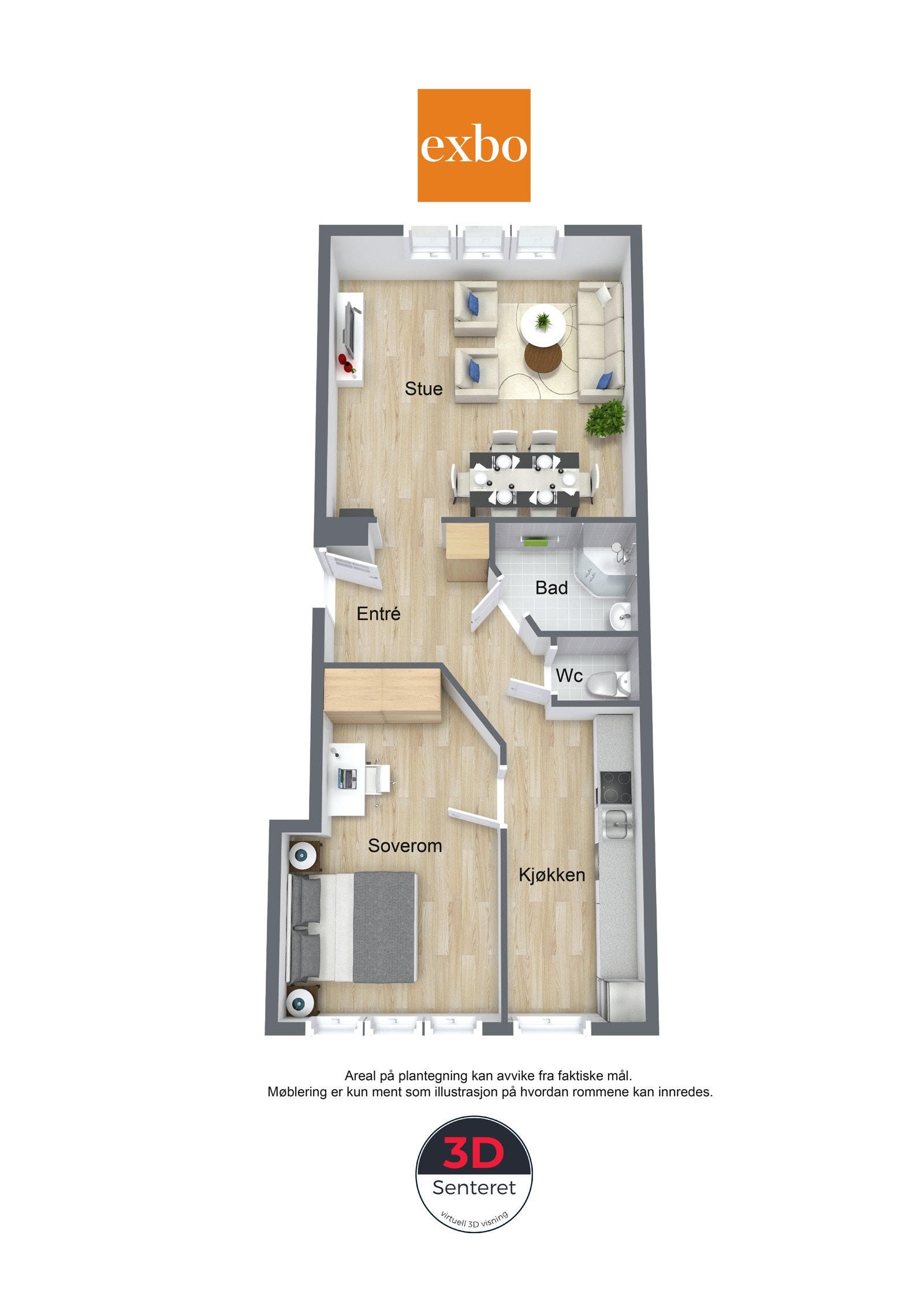 Leiligheten har følgende plantegning. Galleribilde