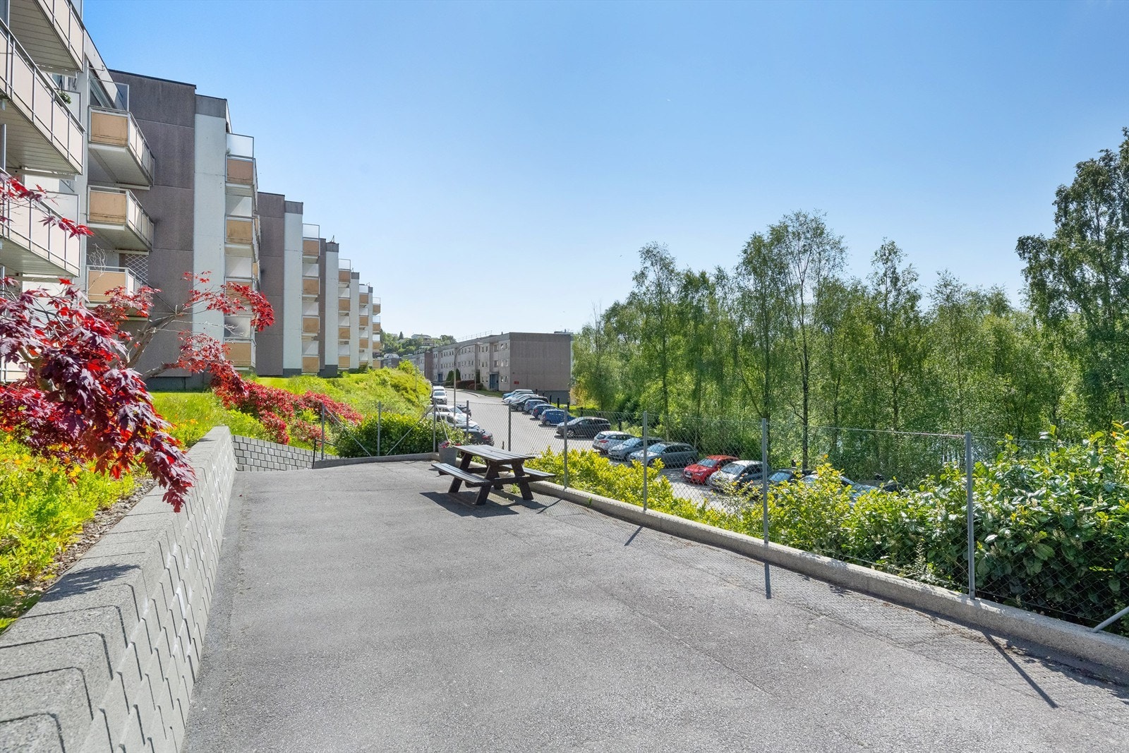 Flott opparbeidet nabolag med gode parkeringsplasser. Galleribilde