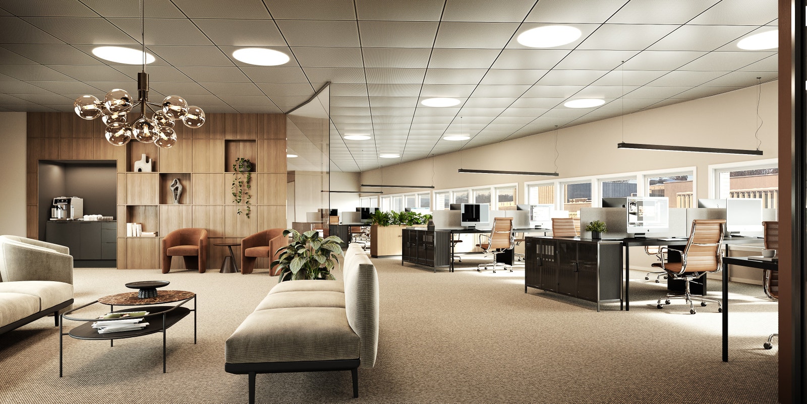 3D-illustrasjon fra de ledige kontorlokalene i 4. etasje Galleribilde