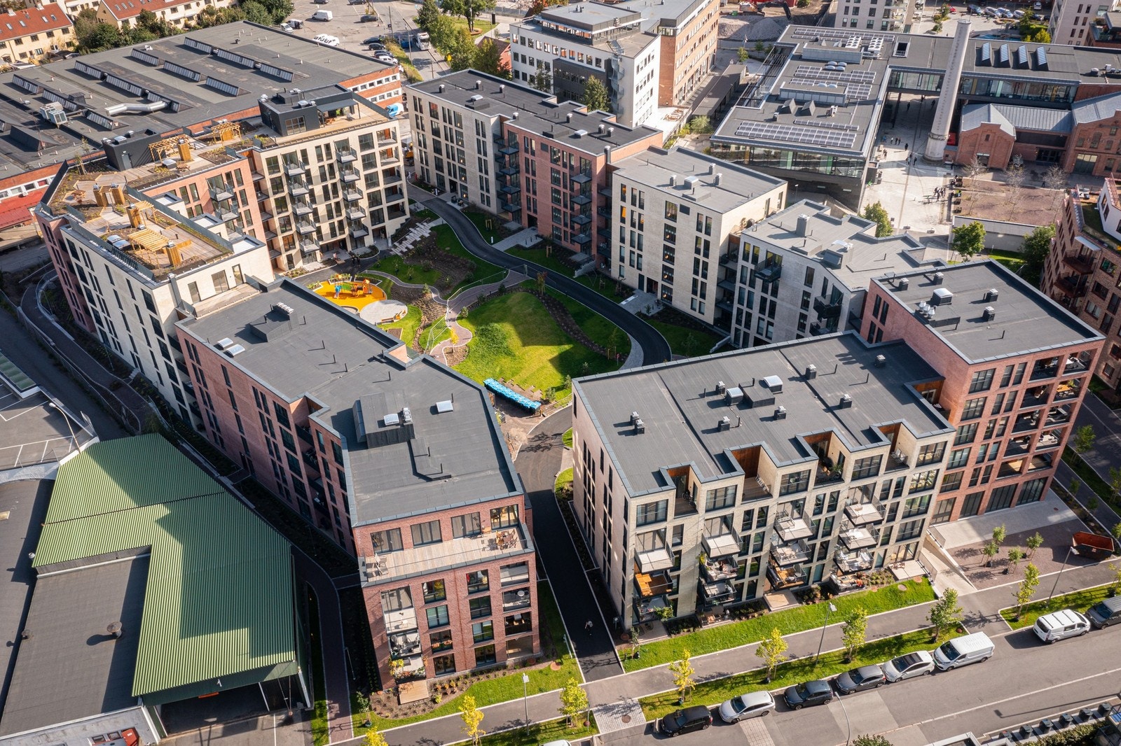 Fugleperspektiv over Malerhaugkvartalet. Galleribilde
