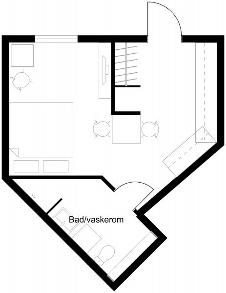 Planskisse med forslag til møblering. Galleribilde