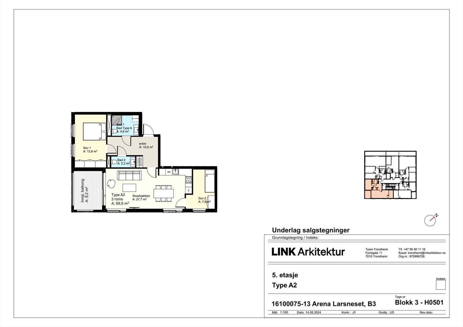 Blokk 3 - H0501 Type A21 - plantegning Galleribilde