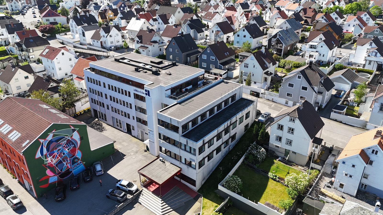 Dronebilde av bygget Galleribilde