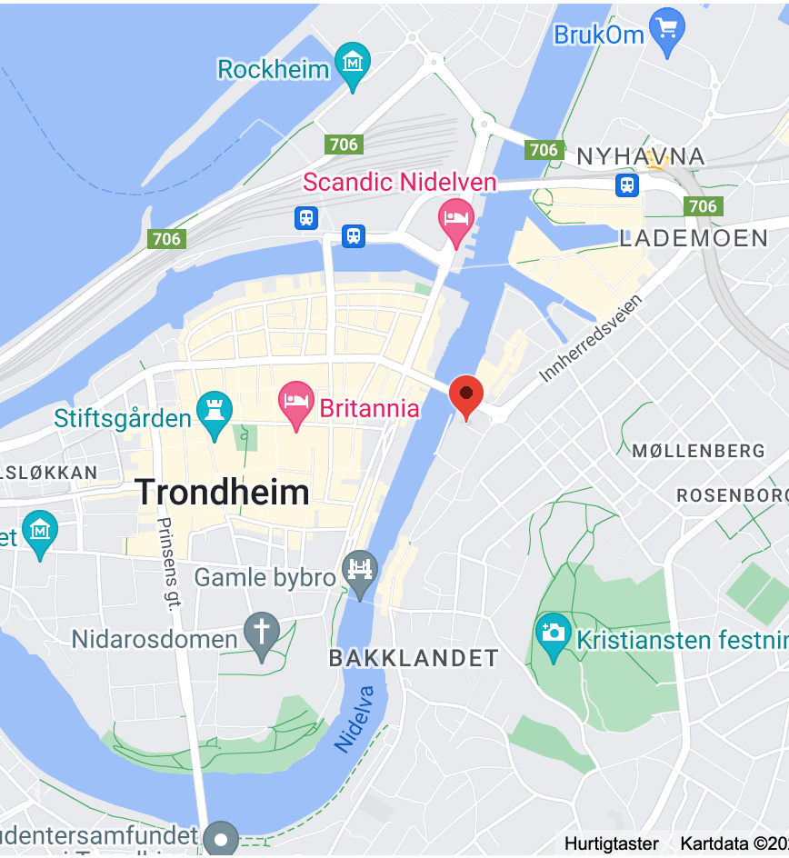 Nedre Bakklandet i Trondheim - utleie av parkeringsplass i parkeringsgarasje. Galleribilde
