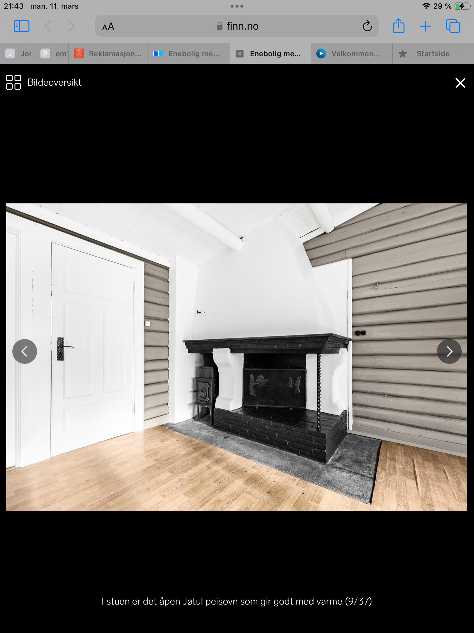 Ildsted i stue Galleribilde