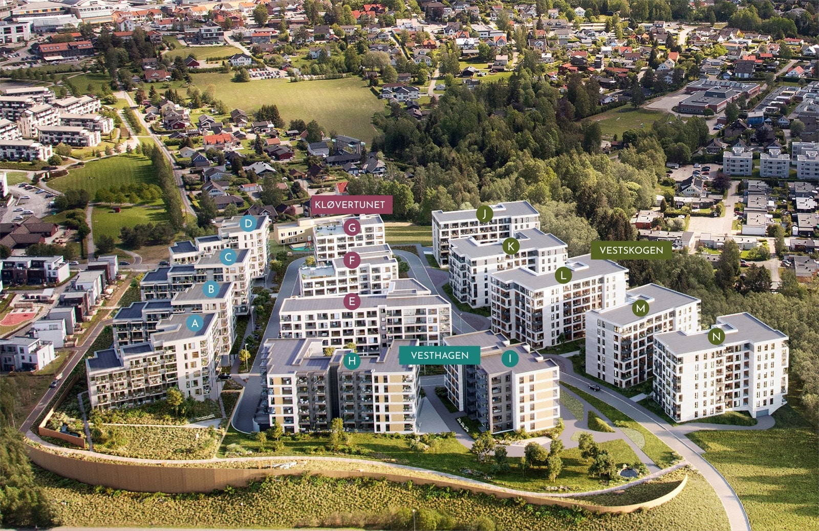 Jessheim er en by i vekst og utvikling. Med sin nærhet til Gardermoen og Oslo er Jessheim et ypperlig sted å bo. Fra Vestbyen er det bare en spasertur på 600 meter inn til Jessheim sentrum. Illustrasjon av Vestbyen med illustrert kommende salgstrinn. Galleribilde