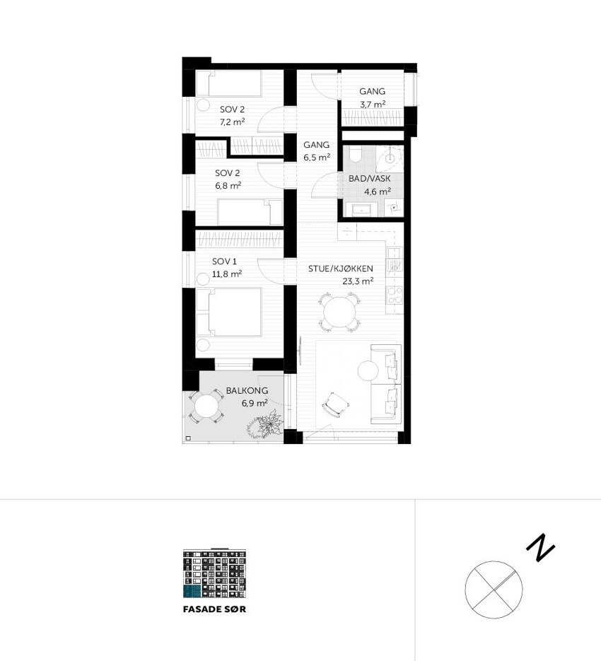 4-roms leilighet på 70 kvm Galleribilde