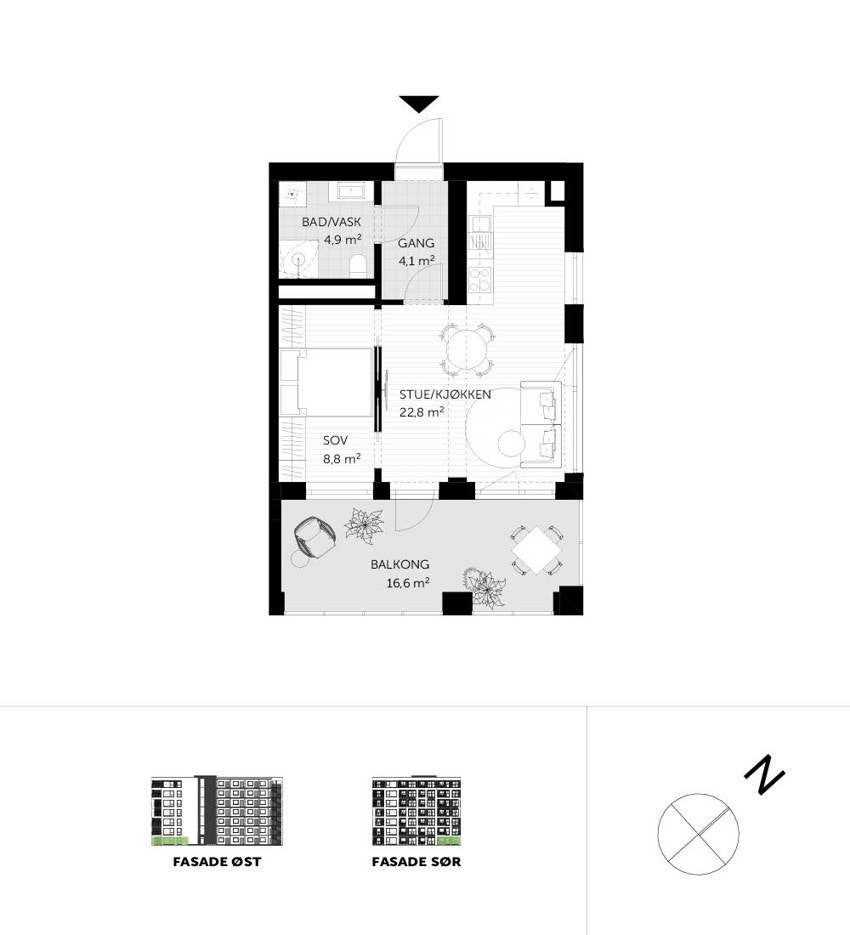 2-roms leilighet på 44,5 kvm Galleribilde
