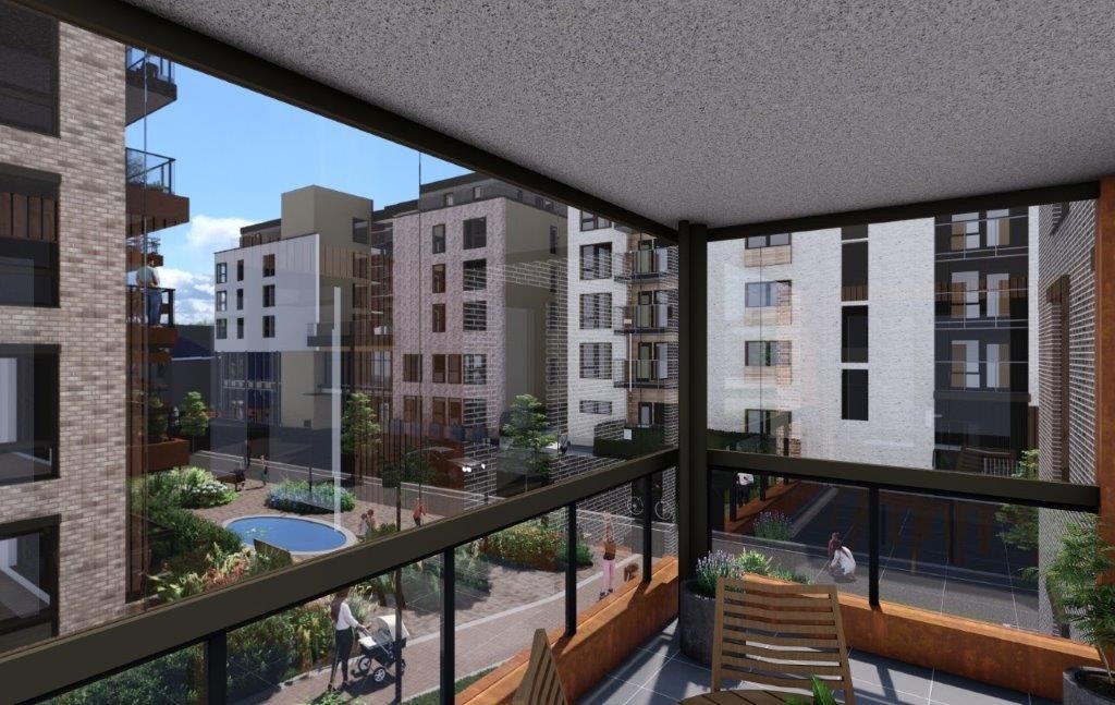 Nybyen illustrasjon - en ny bydel i Sandefjord sentrum. Galleribilde