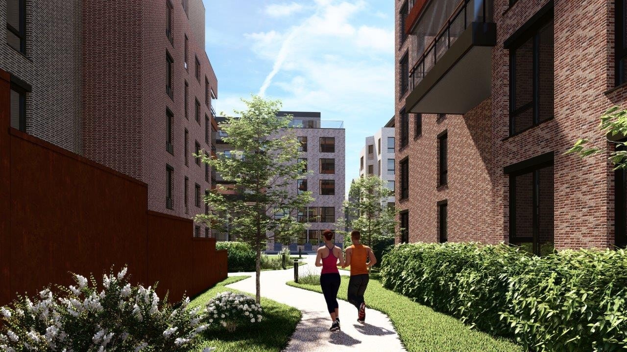 Hyggelige gangveier og møteplasser mellom byggene. Galleribilde