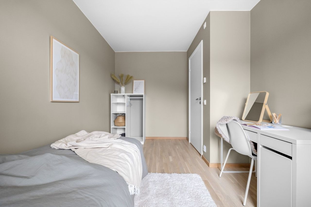 Soverom III. Bilde fra en annen bolig i prosjektet med samme planløsning. Galleribilde