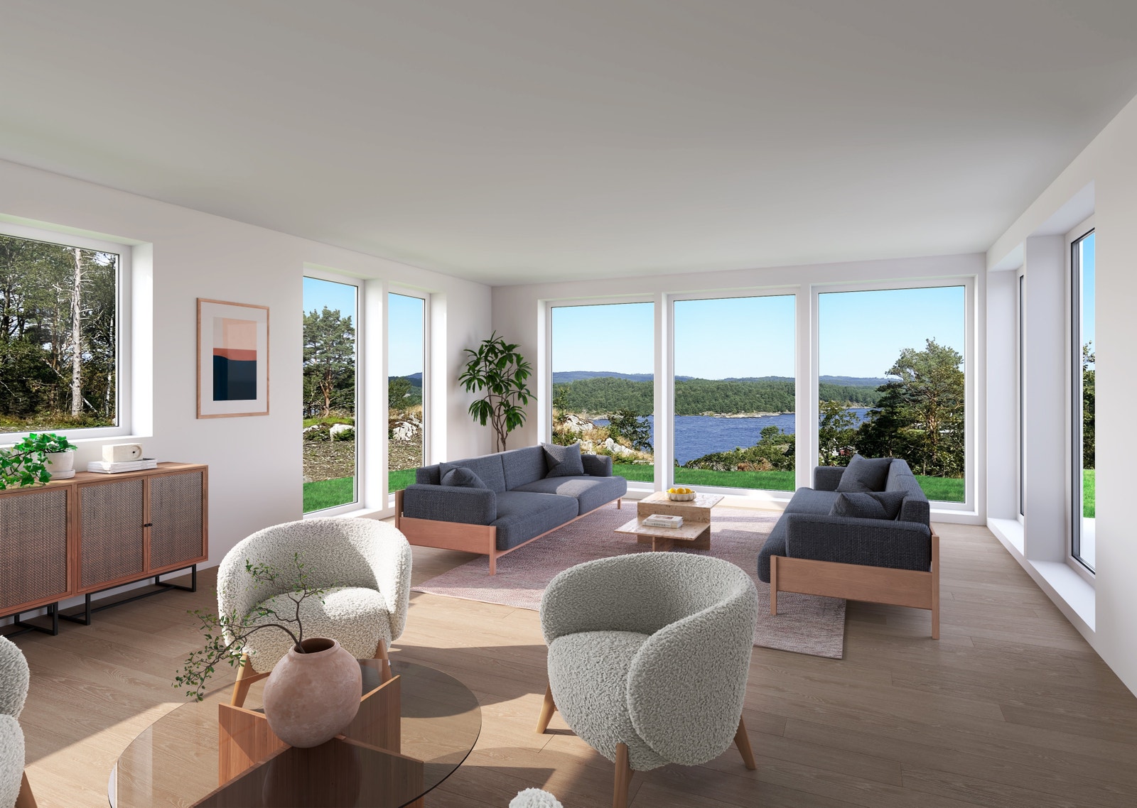 Stue med flott utsikt Galleribilde