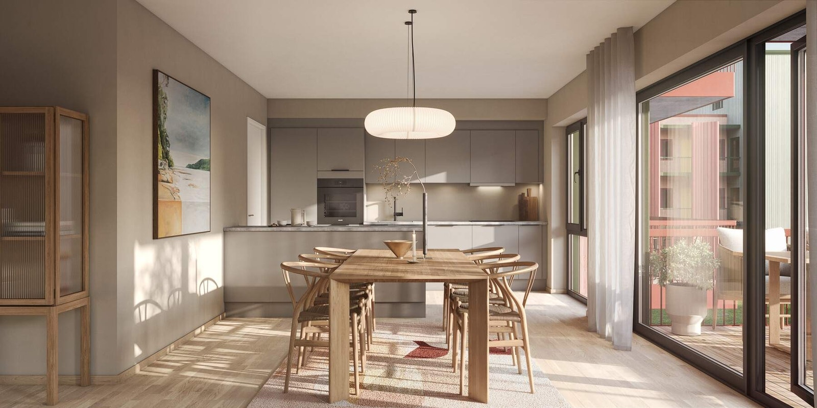 Leiligheten kommer i det flotte og moderne interiørkonseptet "Urbane nyanser" som vist på bildet. Les mer i standardbeskrivelsen. Illustrasjon, avvik vil forekomme. Galleribilde