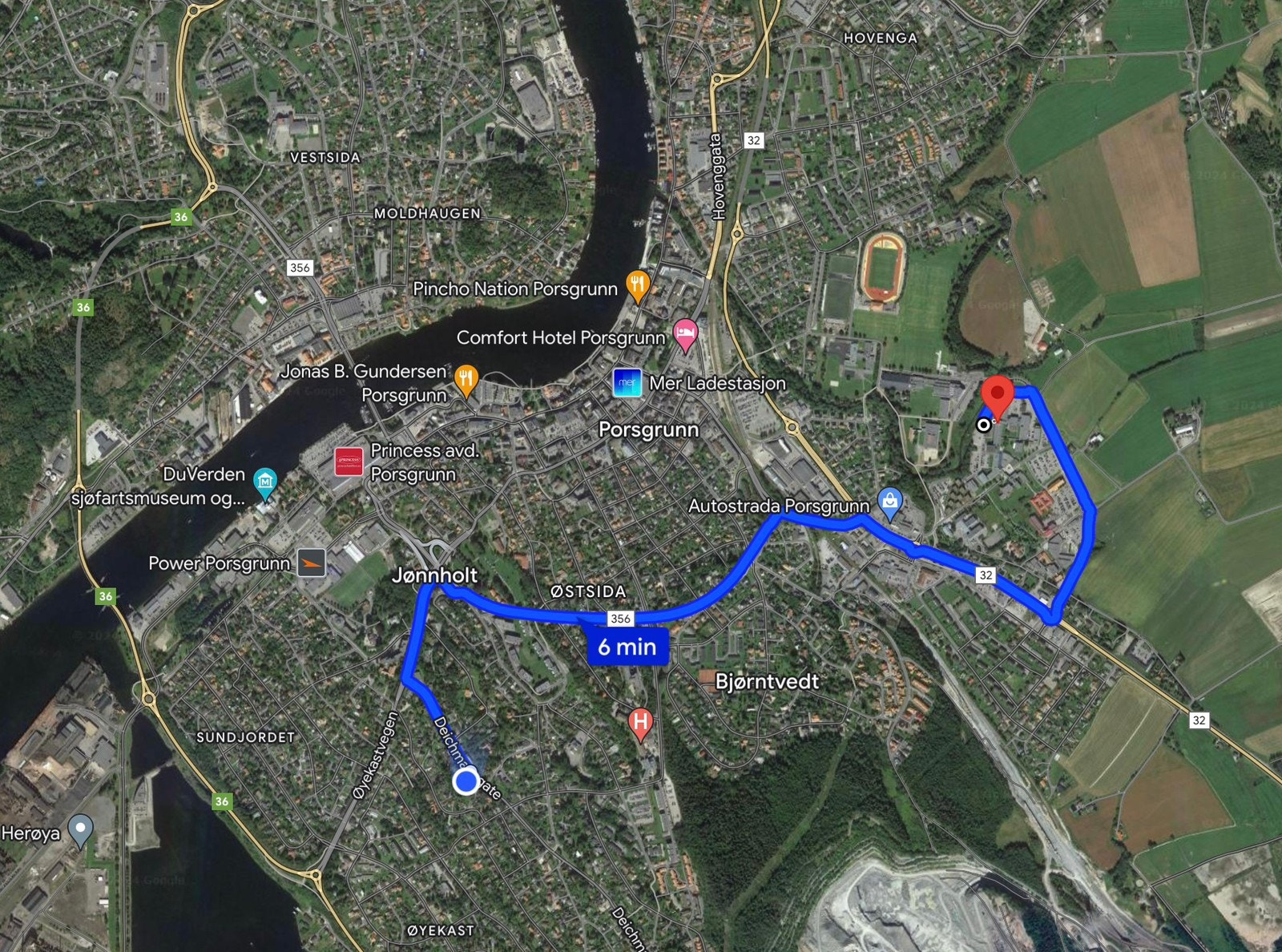 6 min å kjøre til USN Galleribilde