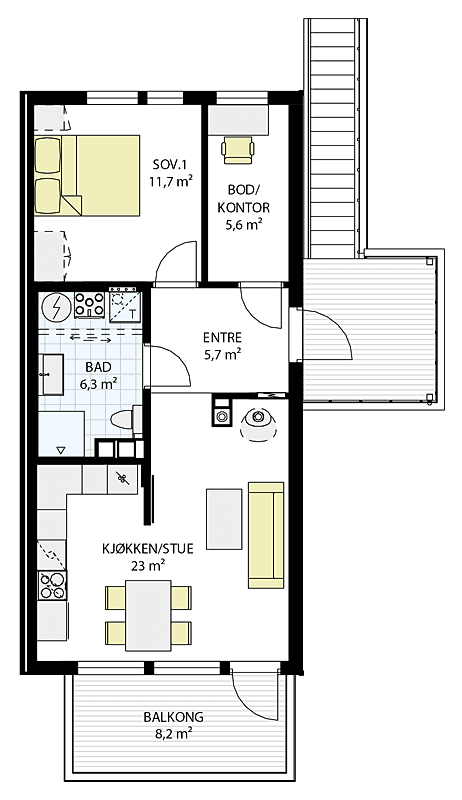 2- roms - nr. 58 - 2 etasje i hus 6 Galleribilde