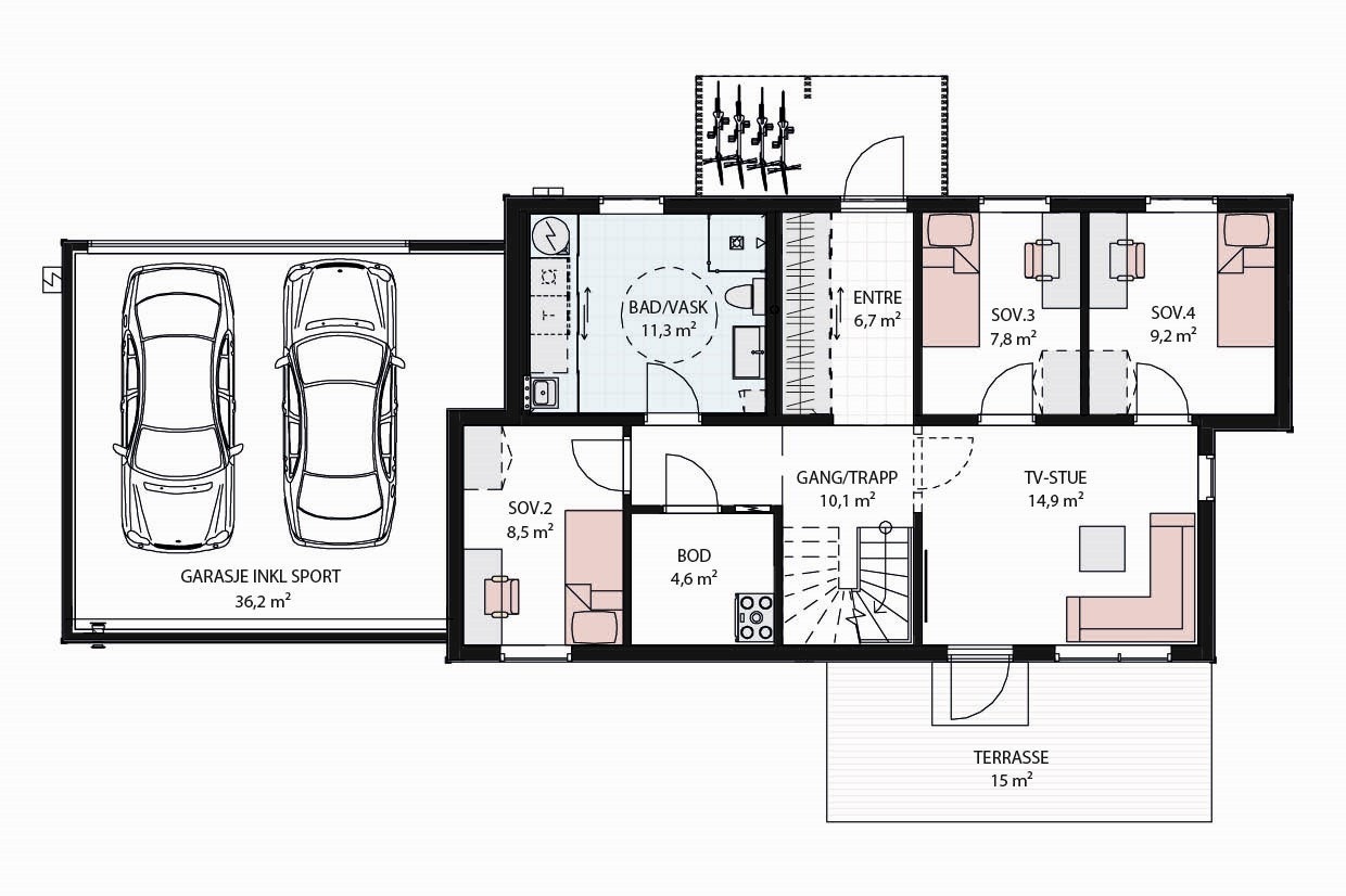 Hus 19 - Plan 1 etasje Galleribilde
