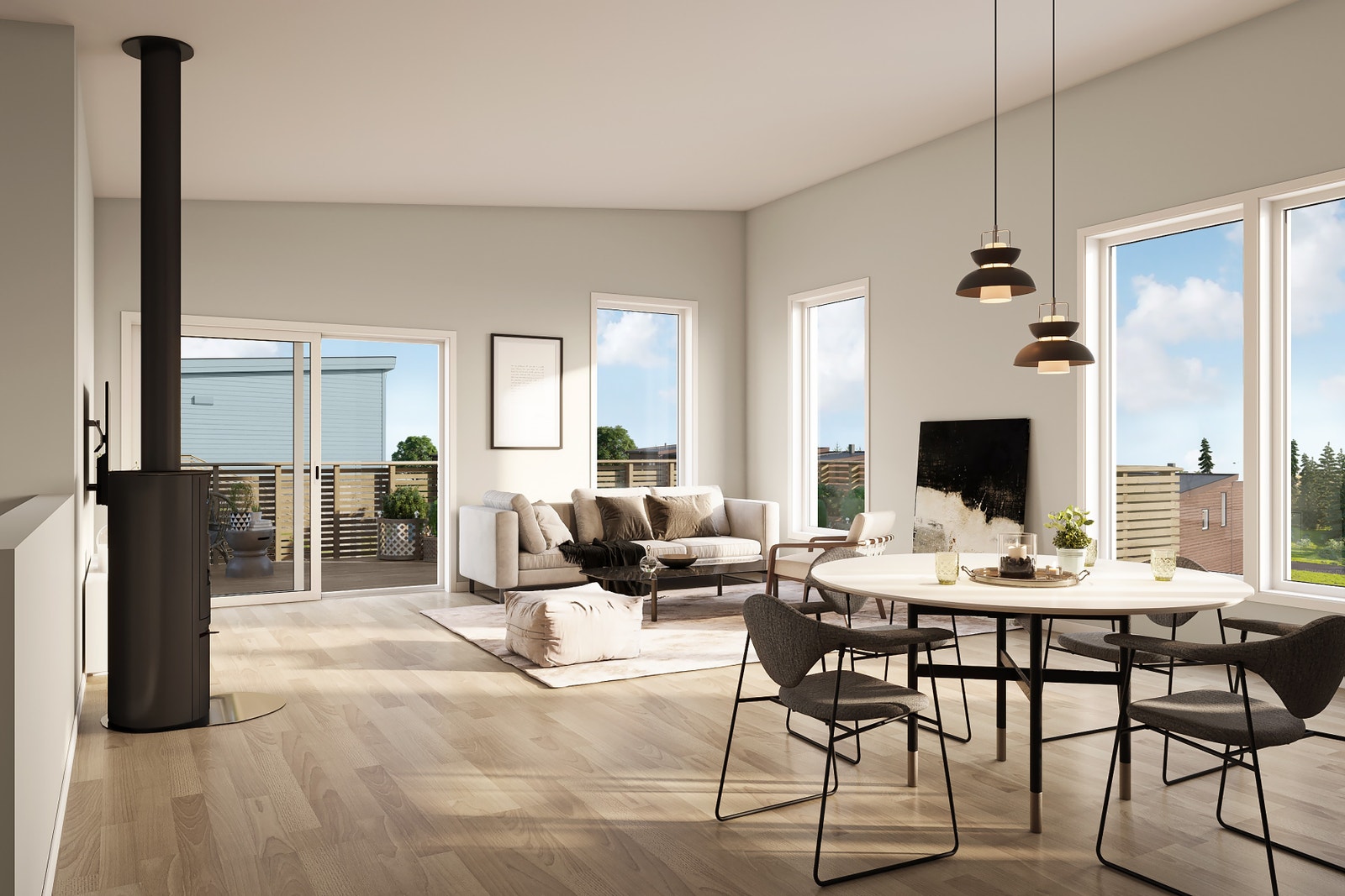 Illustrasjon: Hus 14 - Stue på ca. 42 m2 med utgang til terrasse Galleribilde