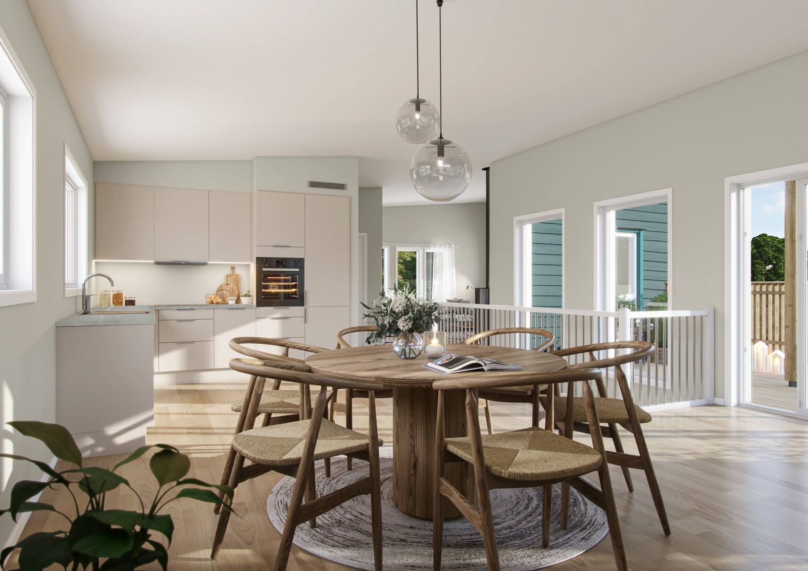 Illustrasjon - Hus 13: Delvis åpen stue/kjøkken løsning Galleribilde