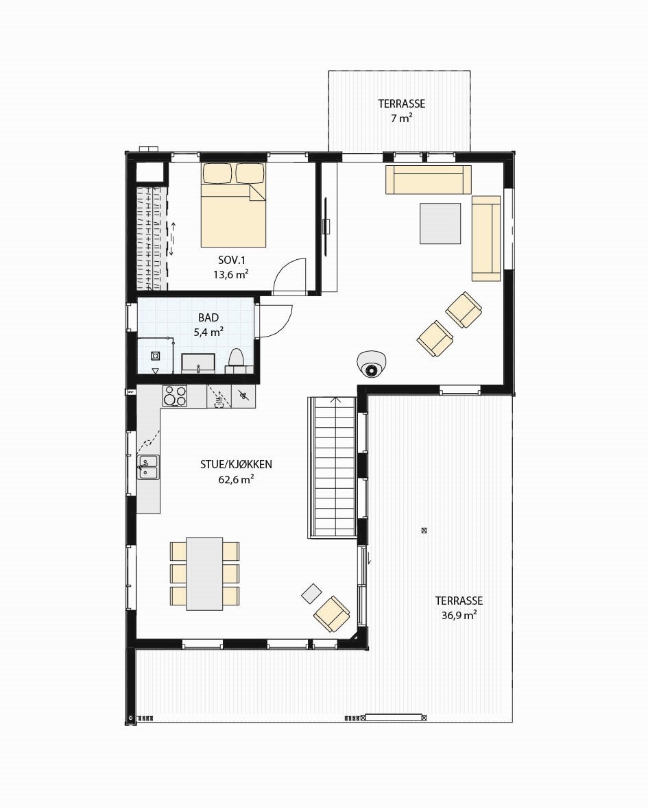 Hus 11, 13 og 15 - Plan 1 Galleribilde