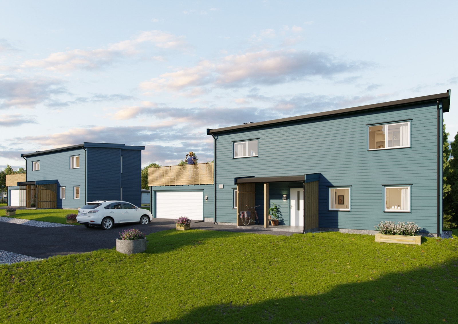 Illustrasjon: Hus 20 og 21 - med garasje Galleribilde