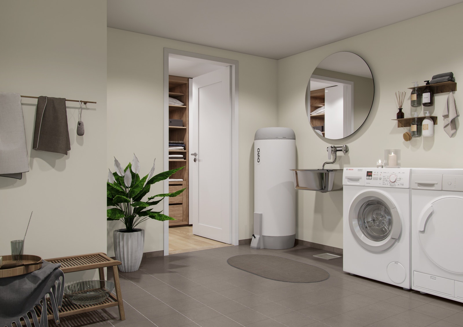 Illustrasjon: Hus 13 - Separat vaskerom med inngang til bod Galleribilde