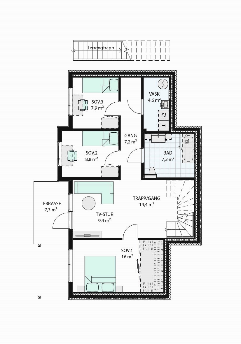 Hus 10, 12 og 14 - Plan U-etasje Galleribilde