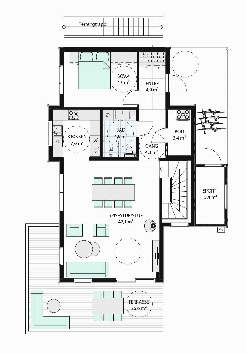 Hus 10, 12 og 14 - Plan 1 Galleribilde