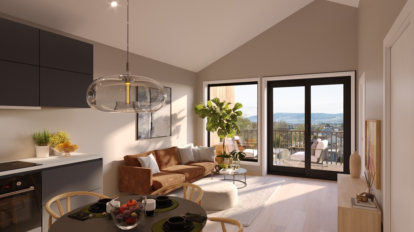 Delikate farger og store vindusflater, bildet er kun ment som en illustrasjon. Galleribilde