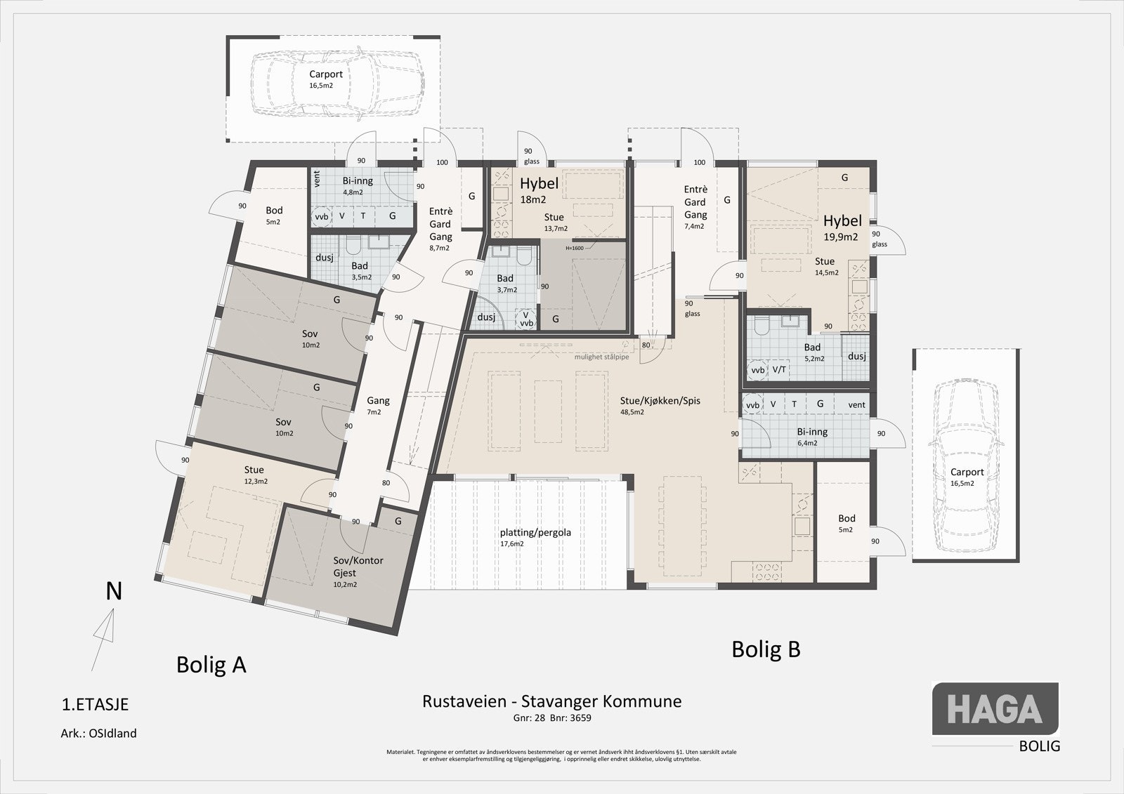 Meget innholdsrik tomannsbolig med mulighet for hybel. Bolig B leveres med allrom i 1.etasje med utgang til herlig hage mot sør. Galleribilde