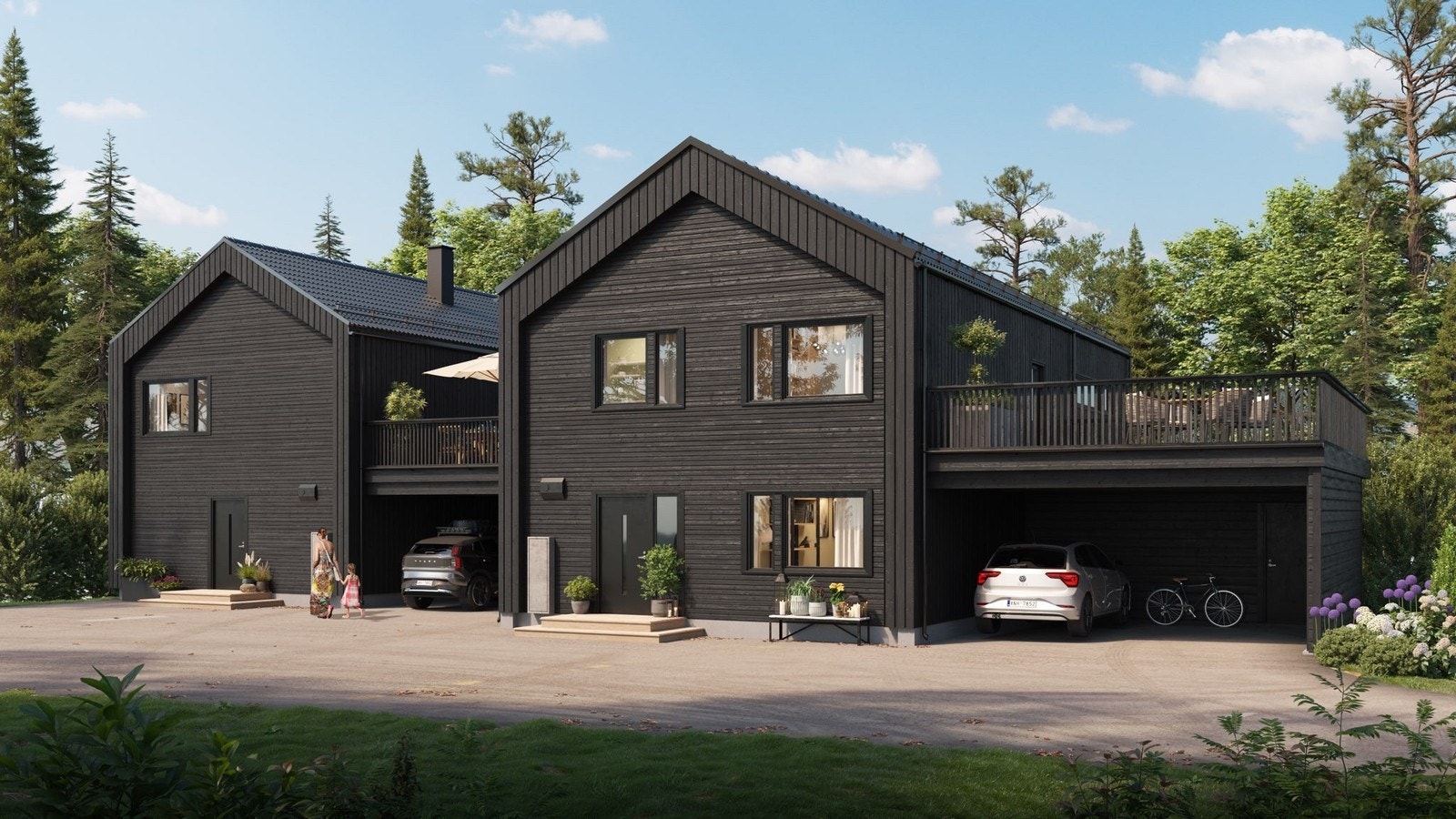 Fasade nord - inngangsparti - carport Galleribilde