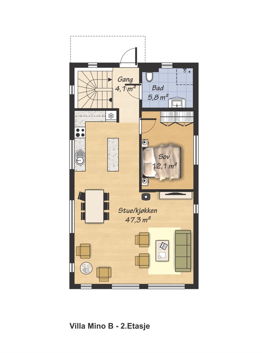 Hus nr. 10 og hus nr. 11: Plantegning 1. etasje Galleribilde