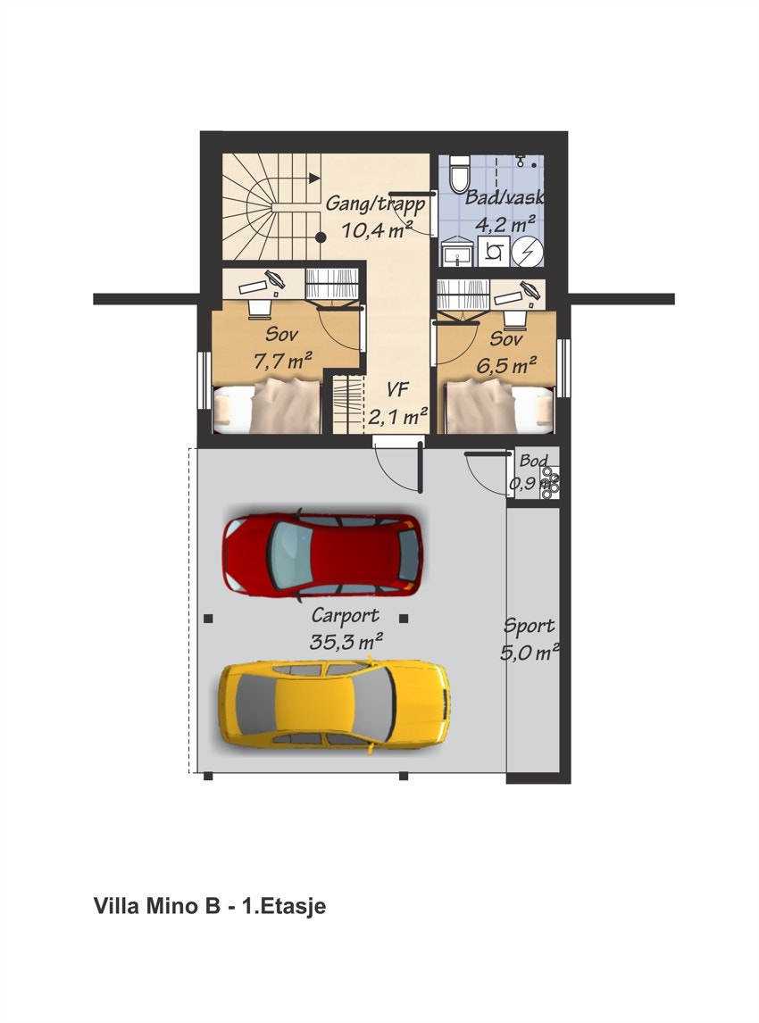 Hus nr. 10 og hus nr. 11: Plantegning underetasje Galleribilde