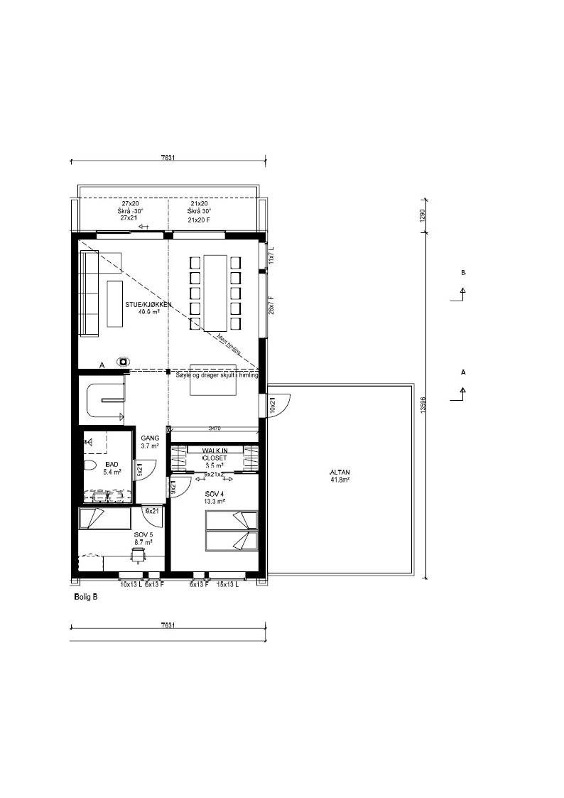 Plan 2. etasje Hus B Galleribilde