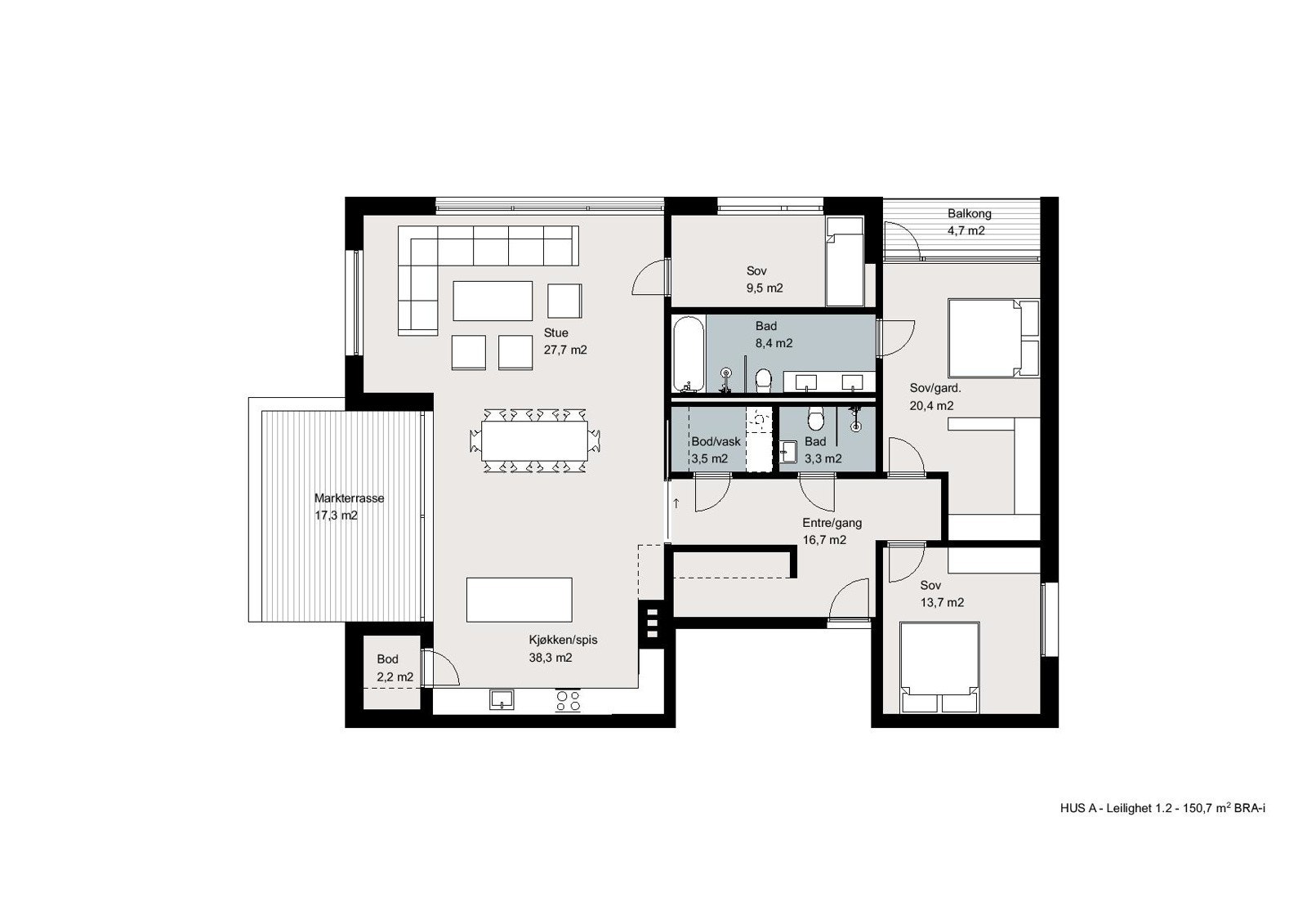 Plantegning HUS A - Leilighet 1.2 Galleribilde