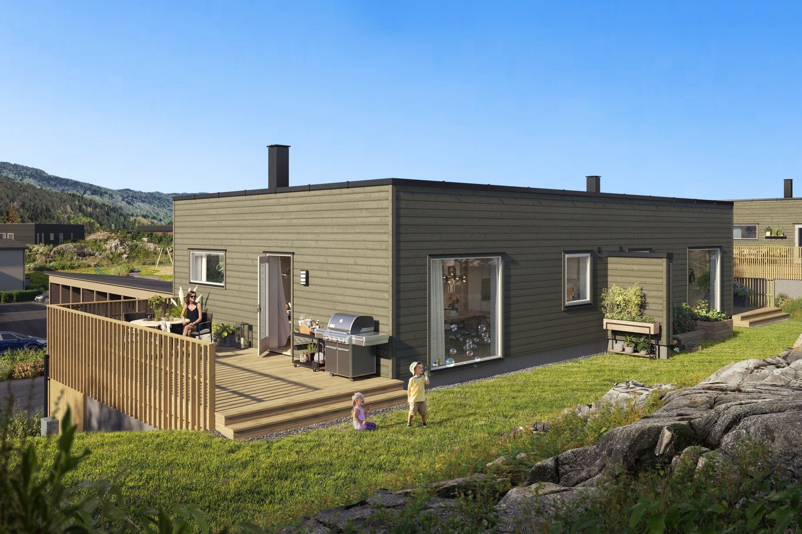 Sydvendt hage som grenser til skogbunnen Galleribilde