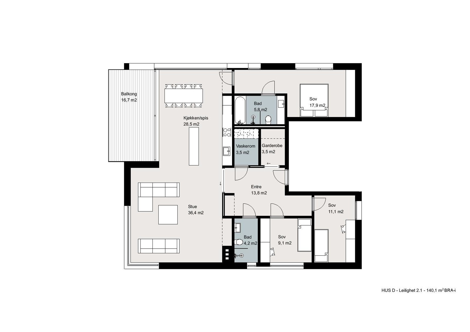 Plantegning HUS D - Leilighet 2.1 Galleribilde