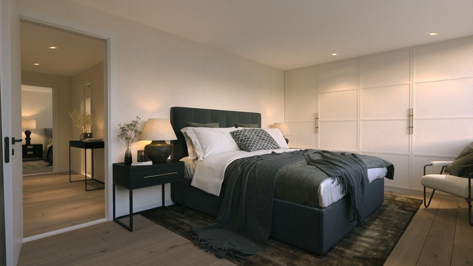 Hovedsoverom med bad en suite og garderobe. Illustrasjon - avvik vil foremkomme. Galleribilde