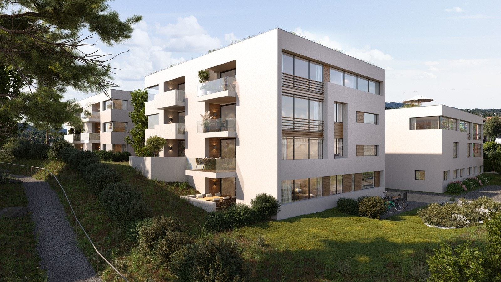 Fasade mot Bærumsveien. Leilighetene er fra 109 - 150 kvm. Illustrasjon - avvik vil foremkomme. Galleribilde