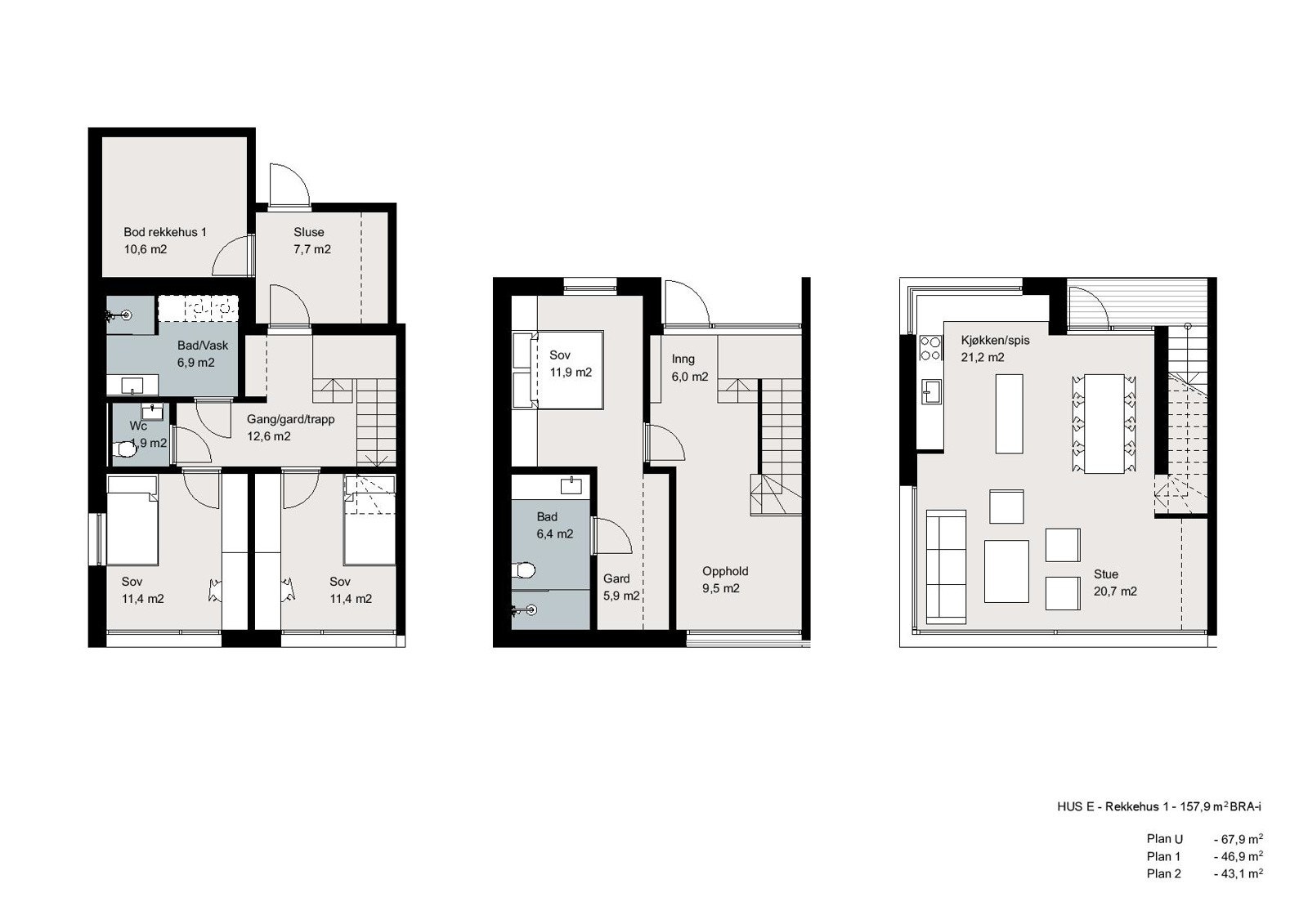 Plantegning HUS E - Rekkehus 1 Galleribilde