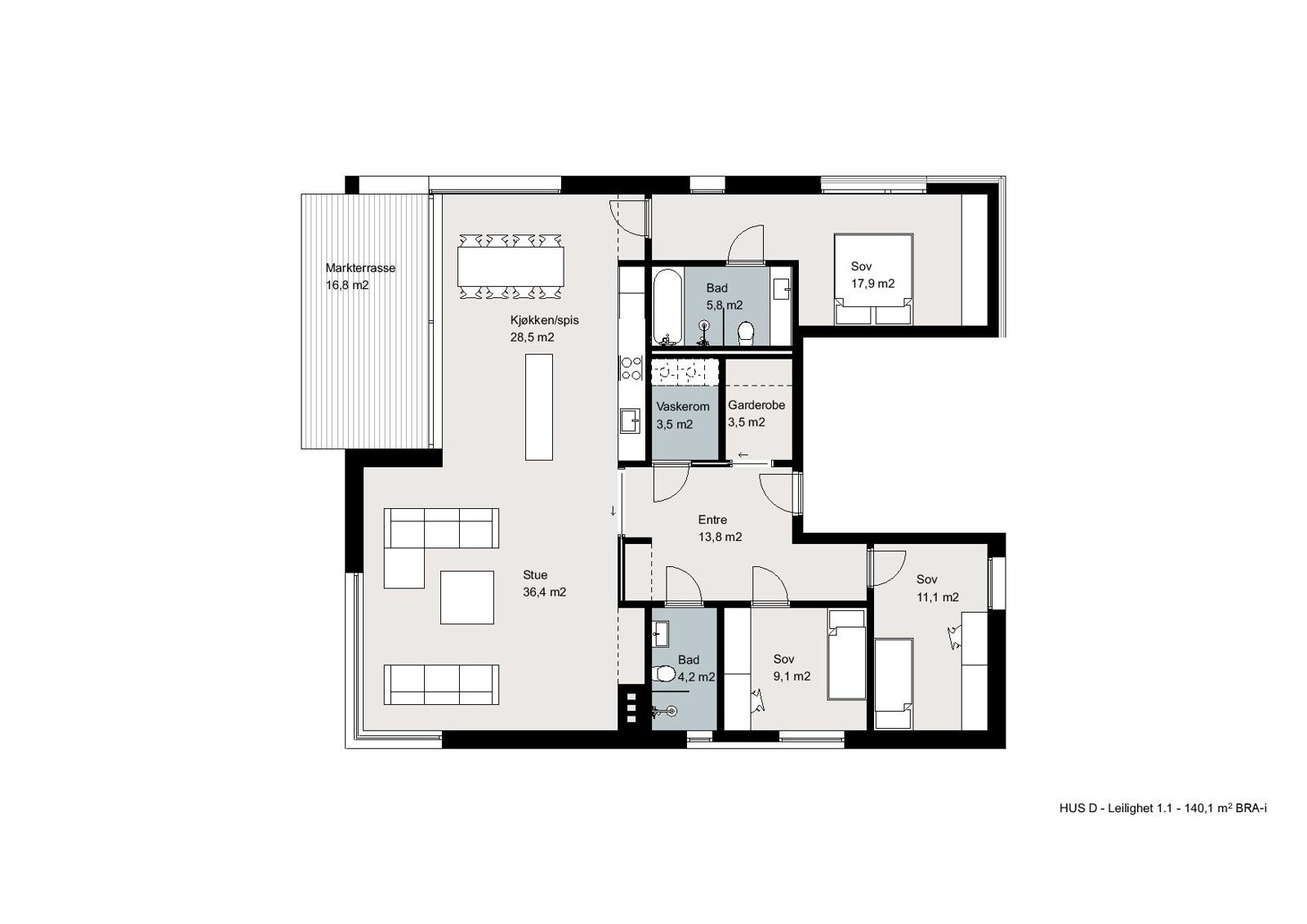Plantegning HUS D - Leilighet 1.1 Galleribilde