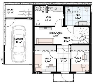 Plantegning første etasje Galleribilde