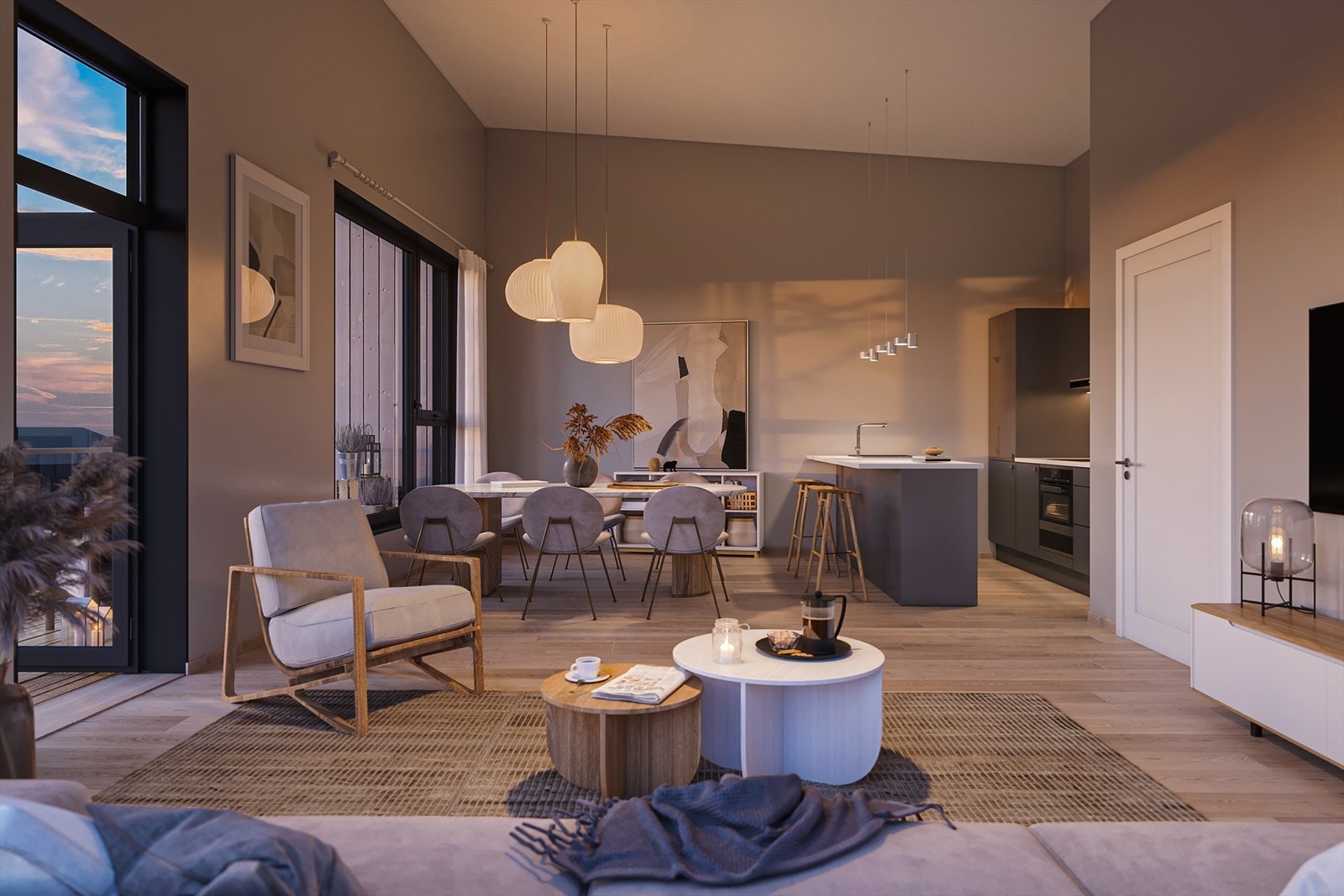 Boligene leveres med god standard og moderne løsninger. Illustrasjonsbilder Galleribilde