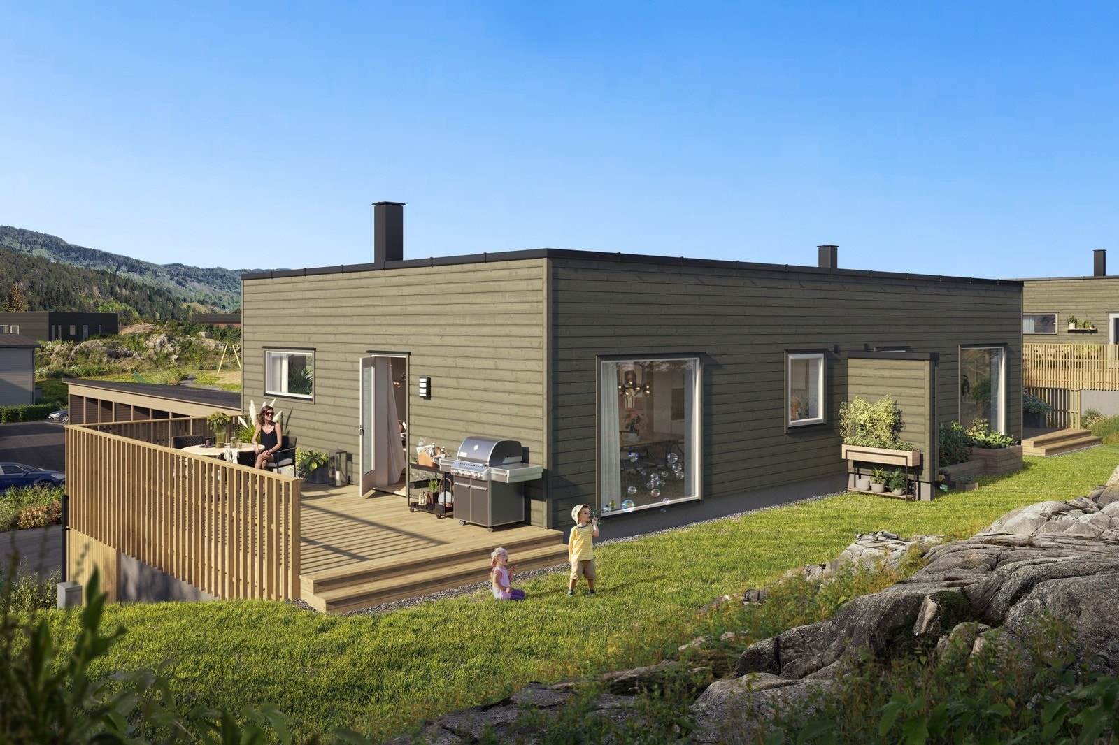 Sydvendt hage som grenser til skogbunnen Galleribilde