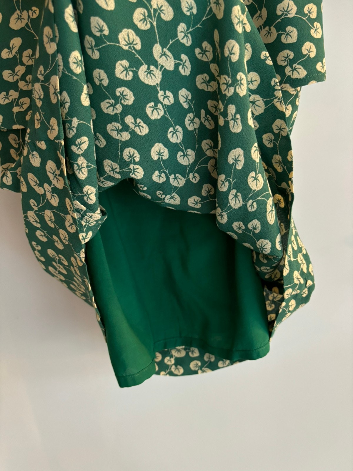 ganni dalton dress green Ganni Dalton Crepe Vanilia Kimono Wrap Dress Ladies – Afashionistastore main image 1