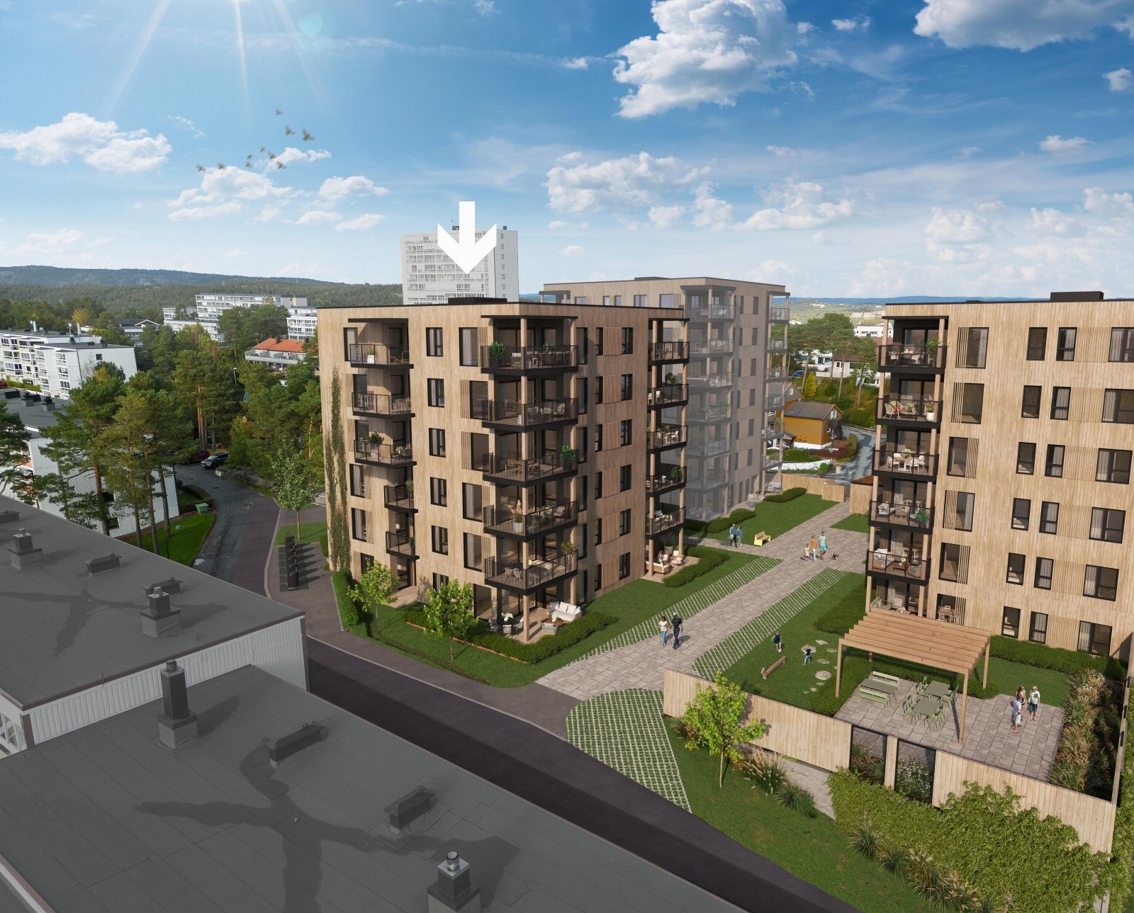 Pilen viser byggetrinn 2 Galleribilde