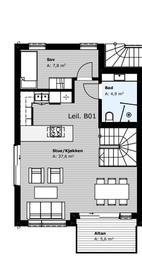 B01 2.etg Plantegning Galleribilde